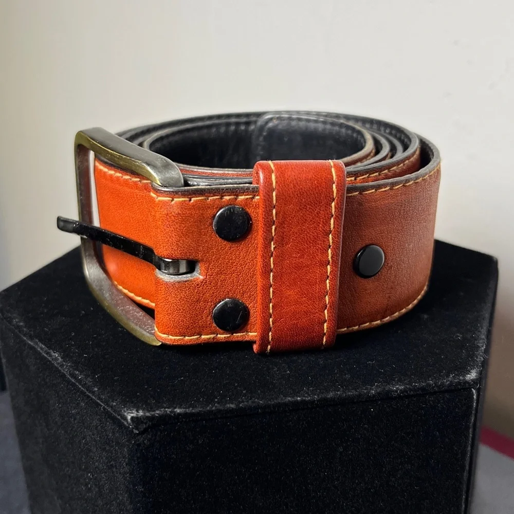 John Weitz Cognac Old‎ English Cashmere Glove Tanned Leather Men's Belt Sz 40